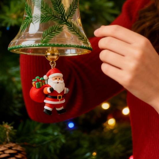 Christmas Bell Ornaments Xmas Tree Hanging Jingle Bell with Santa Claus/Elk/Penguin Ornaments for Holiday