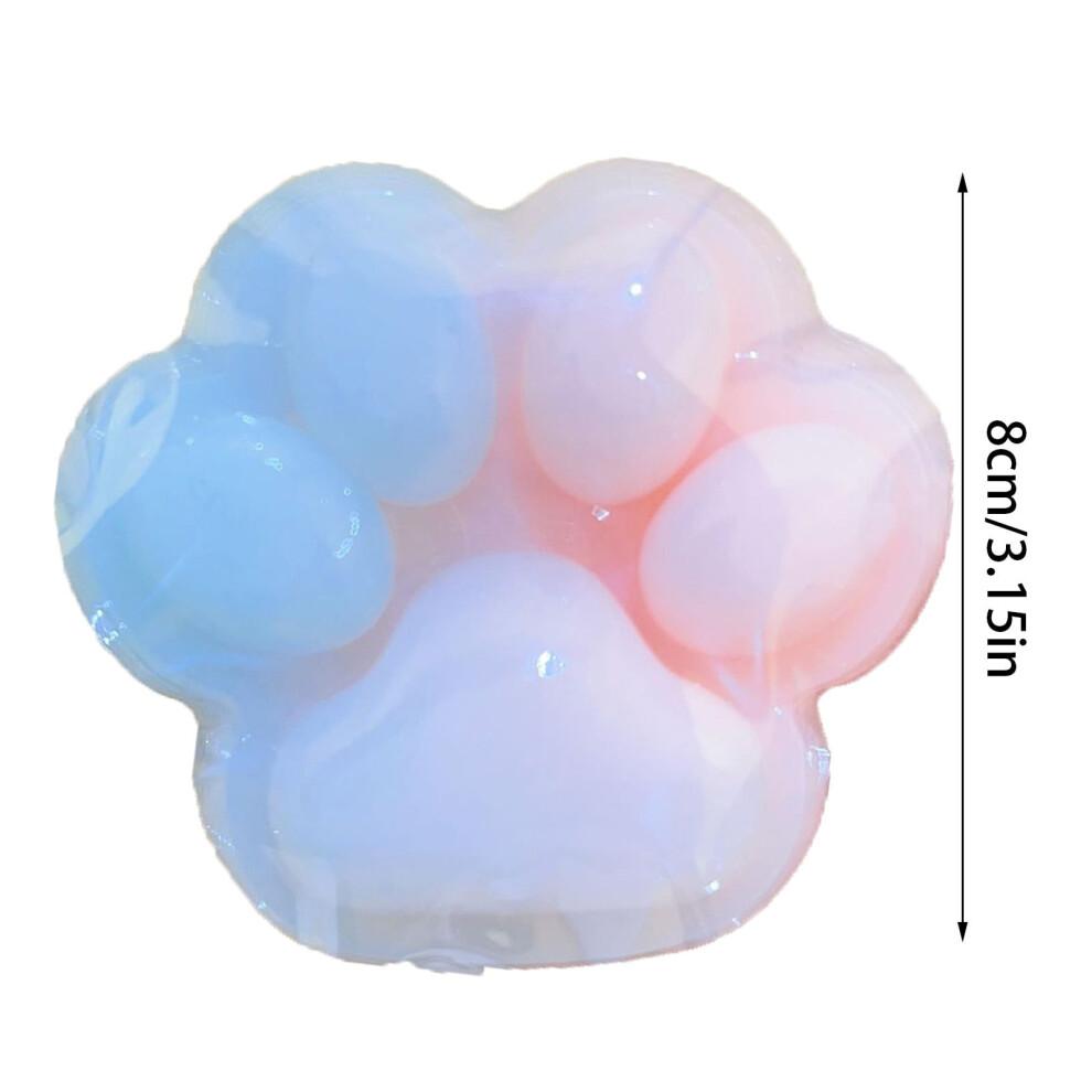 Rainbow Blue Big 5in Squishy Cat Paw Squeeze Toys,Cute Kawaii Squishies,Fur Ball,Jelly Kitty Paw Squishy Funny for All Ages
