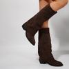 Fashion Retro Booties Women's Suede 2025 New Autumn and Winter Mid-Leg Boots
