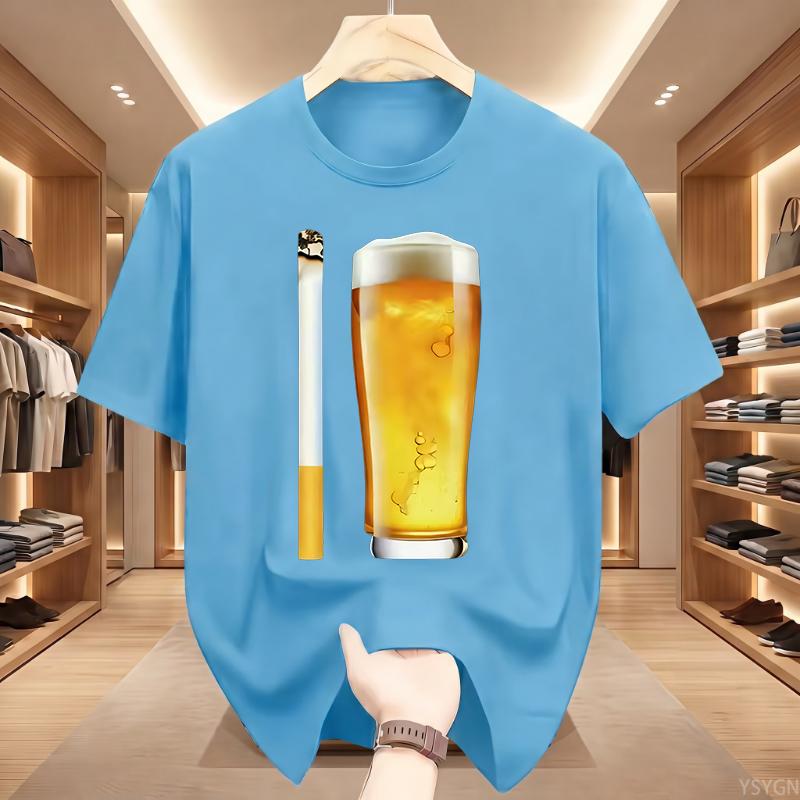 Funny Meme Tshirt Cigarette and Beer Humor Joke Print T Shirt Unisex Fashion Casual Short Sleeve Streetwear WoUnisex Clothes Tops