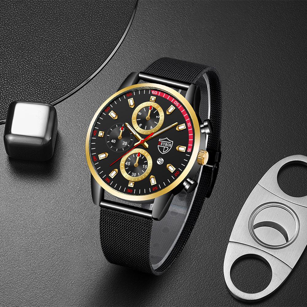 Milan Mesh Belt Watch Men'S Automatic Quartz Calendar Luminous Watch