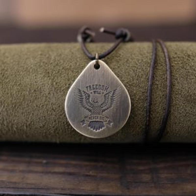 Copper Eagle Pendant - Freedom Never Dies - Handmade Patriotic Jewelry медный