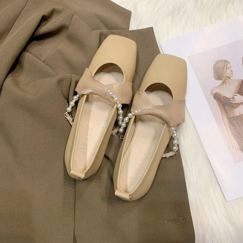 JIJI Studios Low Heel Soft Sole Design Sense Niche Single Shoes Women's Square Head Comfortable Late Evening Wind Grandma Shoes Pregnant Women