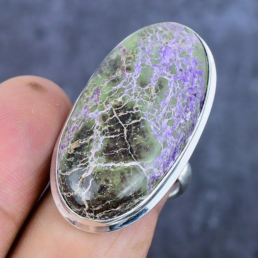 Purpurite Gemstone 925 Sterling Silver Jewelry Ring Size 8