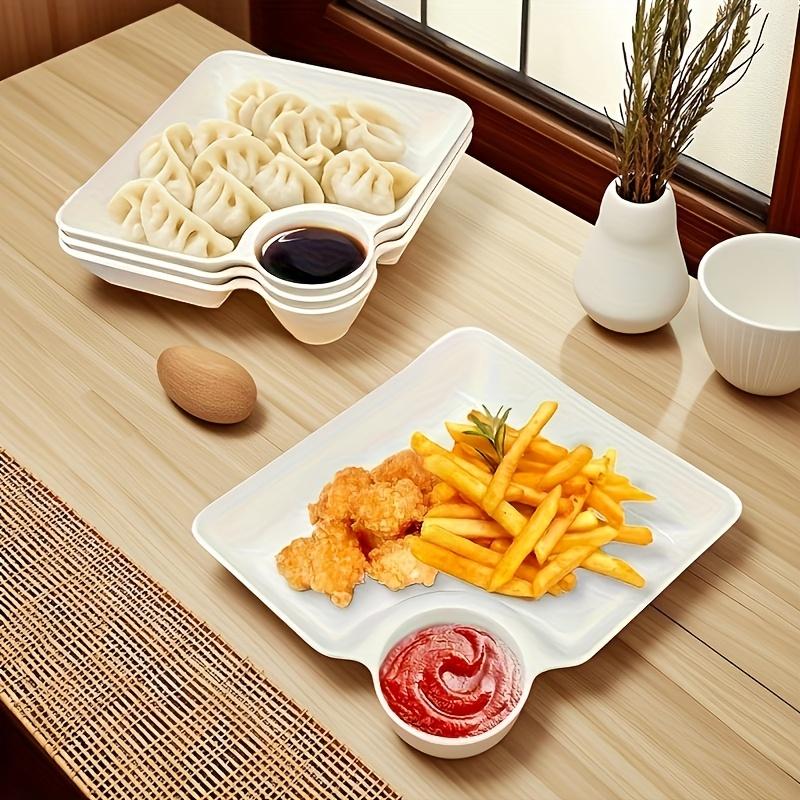 White Plastic Serving Tray Compatible for Sushi,Appetizers & Party Platters-Heavy-Duty Rectangular Snack Plate with Nigiri & Sections for Restaurants