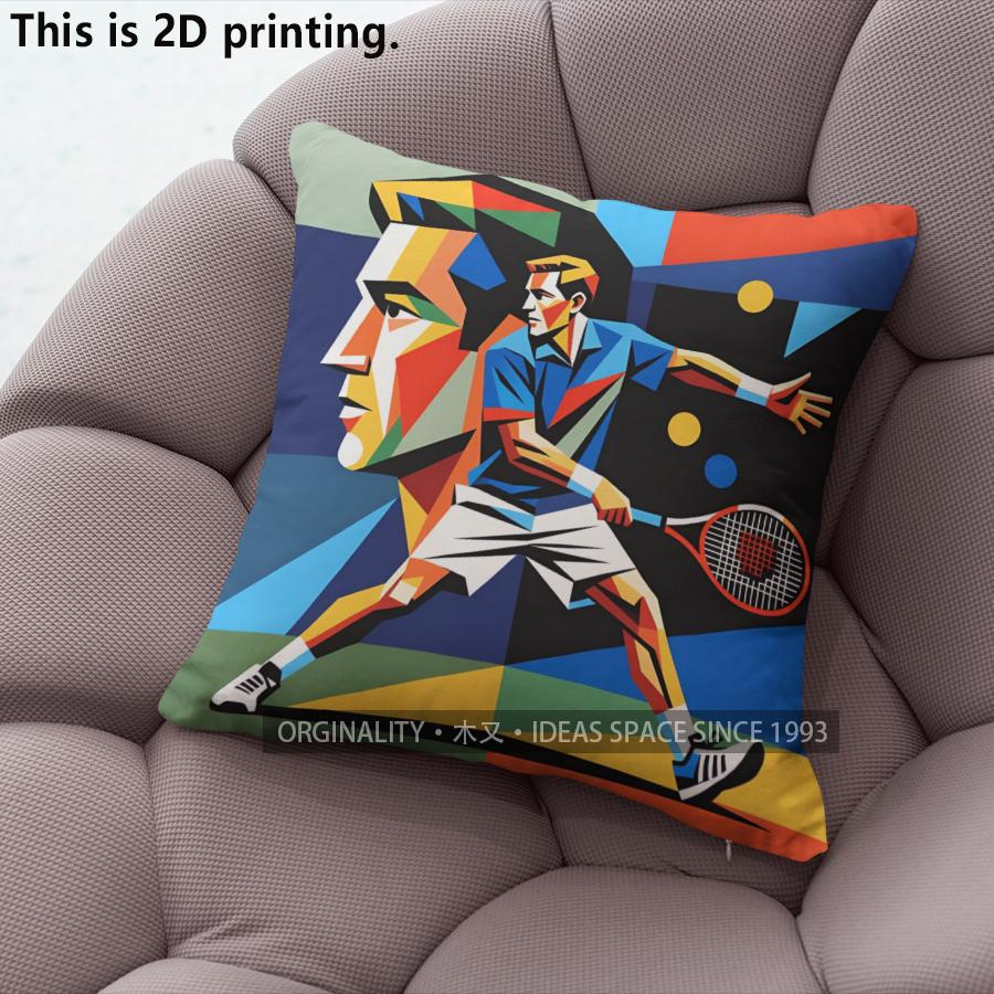 Tennis Lover Cubism Art Throw Pillow Cases Pattern Cushion Cover Suitable for Sofa Bedroom Car Pillow Cover