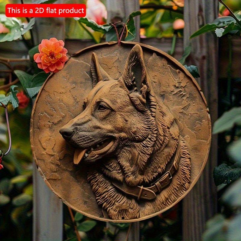 2D Flat 20*20cm1pc German Shepherd Wooden Wall Art Decor, Weather-Resistant Outdoor Indoor Sign, Lifelike Dog Design Decor, Pre-Drilled for Easy