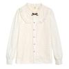 Women's Long Sleeve Stand Collar Lace Shirt with Velvet Inner Layer