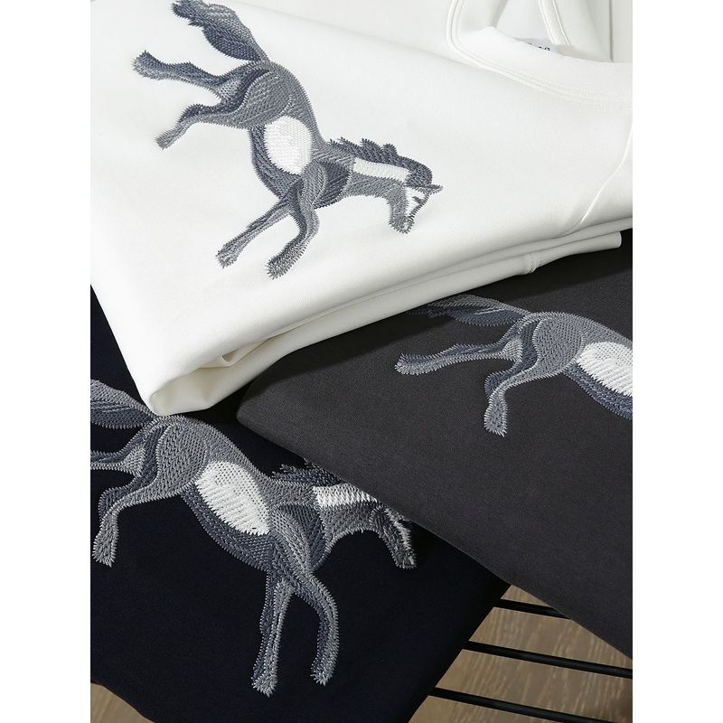 Heavy Industry Embroidery Liquid Ammonia Air Long-staple Cotton Autumn Men's round Neck Long sleeve Bottoming Shirt T-shirt Pullover Casual Hoodie