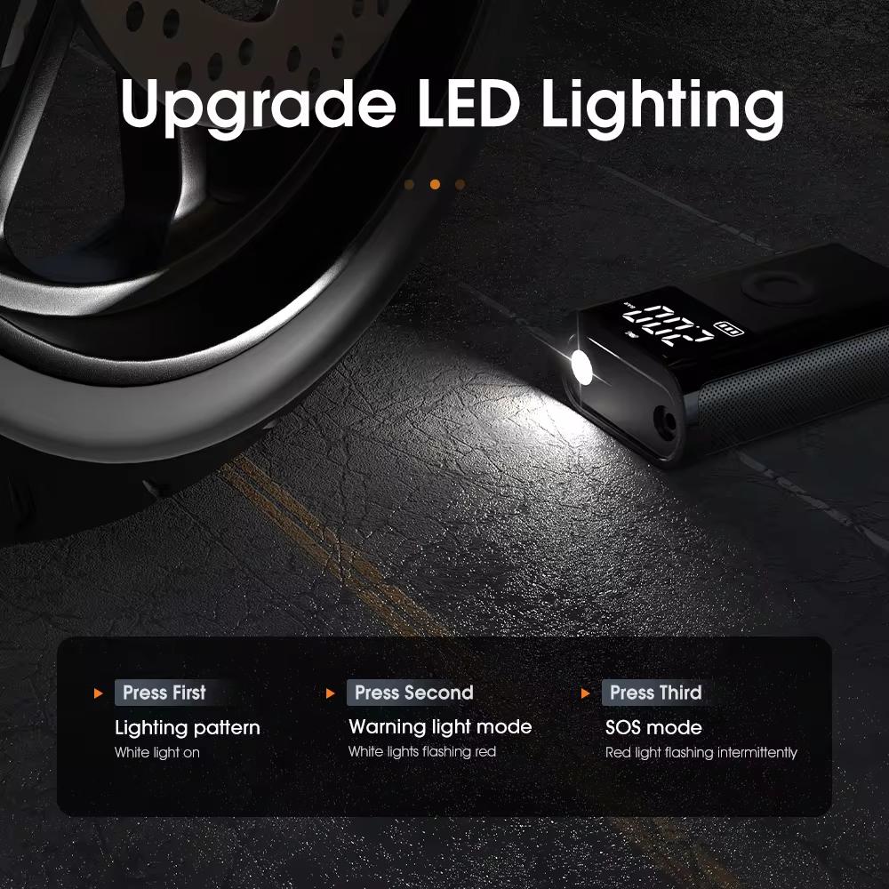 Carsun Portable Inflator Compressor Pump Cordless Electric Tire Pump Smart Digital Display with LED Light for Car Motorcycle Bicycle Tire Ball
