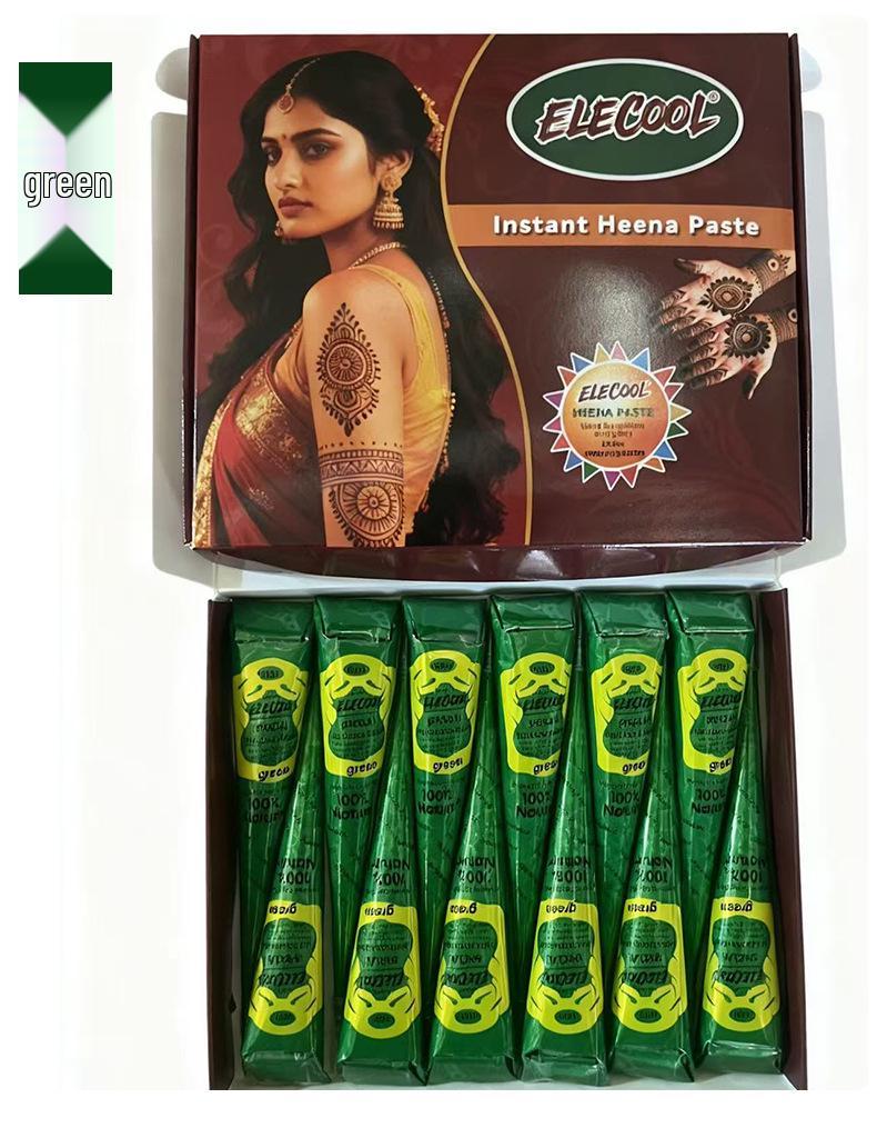 Plant-Based Henna Tattoo Paste: Hand-Painted Semi-Concealing Cream with Various Shades Available