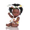 Cute 33cm Black Skin Reborn Girl Dolls with Afro Hair Full Silicone Body Lifelike Newborn Doll Open Eyes Alive Bebe Reborn Doll Children Holiday Gifts
