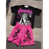 Europa e America Estate Bambini Set Divertente Maglietta e Pantaloncini per Bambini Set da 2 Pezzi Casual Outdoor Outfit per Ragazzi e Ragazze Abbigliamento per Bambini