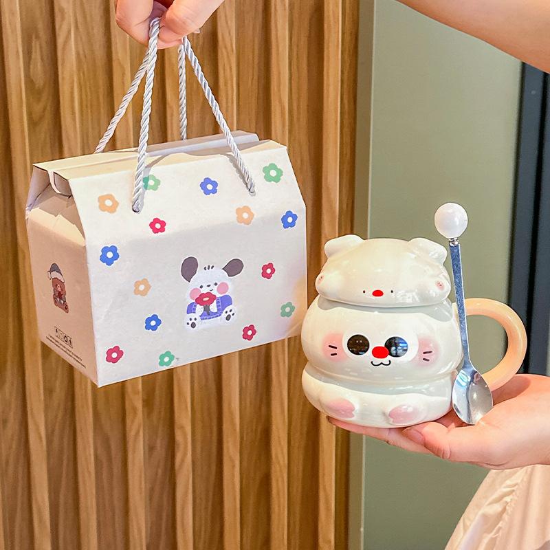 ins high-value cute pig cup ceramic mug home breakfast coffee cup for girls' birthday gifts
