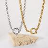 Simple Minimalist Choker Necklace Stainless Steel Collarbone Chain Circular Pendant Necklace  Gift