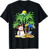 Christmas In July Snowman On Palm Tree Tropical Beach T-Shirt