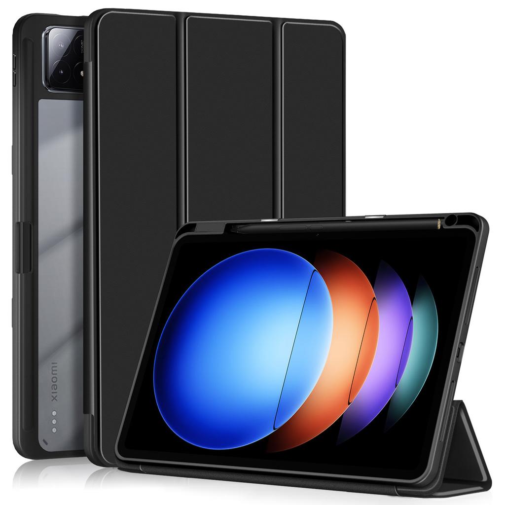 For Xiaomi Pad 6S Pro 12.4 Case Tri-fold Stand PU Leather Tablet Cover with Pen Slot