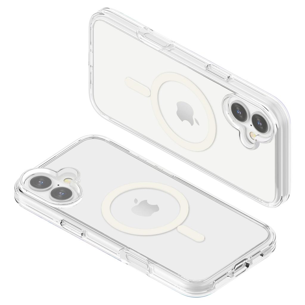 For iPhone 16 Magnetic Phone Case PC+TPU Scratch-Proof Cover Compatible with MagSafe