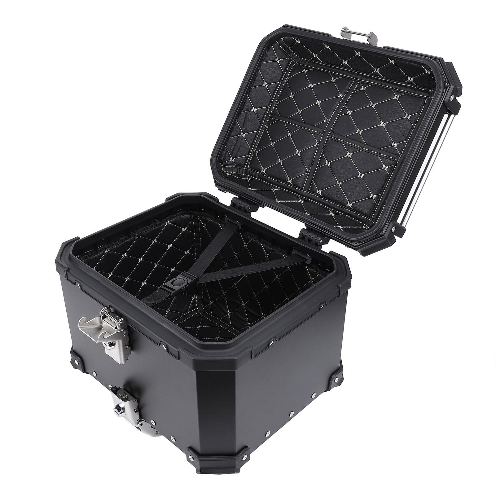 36L Motorcycle Top Case Aluminum Alloy Water Resistant Motorcycle Luggage Box with Security Lock for Helmet Luggage Storage