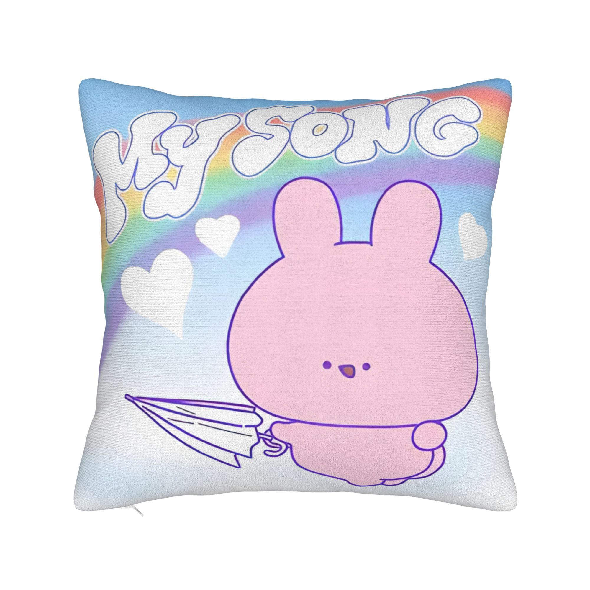 

Asamimichaan Asleep Cartoon Square Pillowcases Sofa Kawaii Asamimi Cushion Case Funny Home Decoration Throw Pillow Case 45x45cm 18x18in