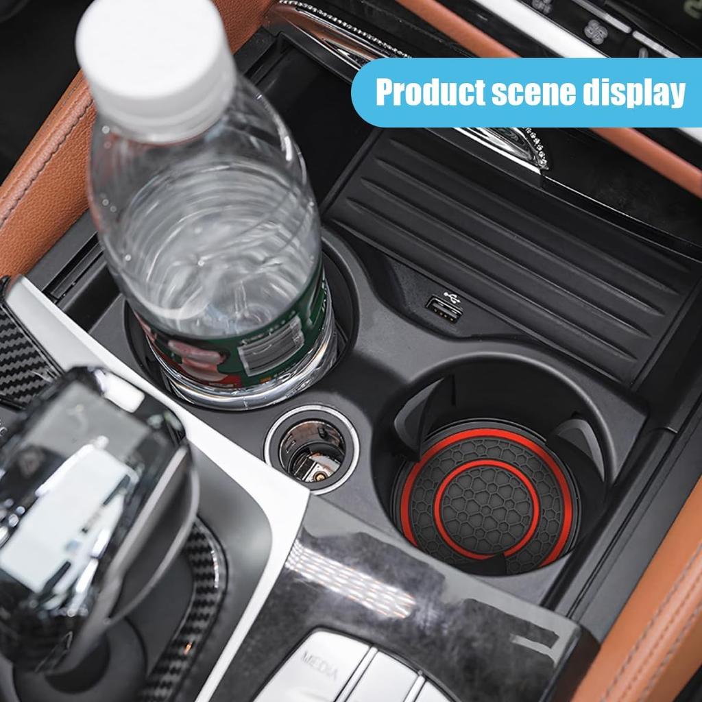 2PCS Car Cup Holder Coasters, 2.75 Inch Auto Non-Slip Anti Dust Cup Mats, Console Cup Holder Insert Coaster Auto Insulated Mats, Universal Interior