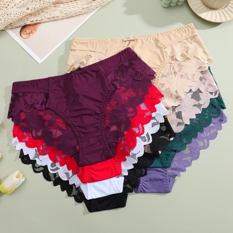 1 Stück Damen High Waist Plus Size Spitze Unterwäsche, Modisch, Atmungsaktiv, Weich und Bequem Damen Unterwäsche, Hochwertige Sexy Unterwäsche