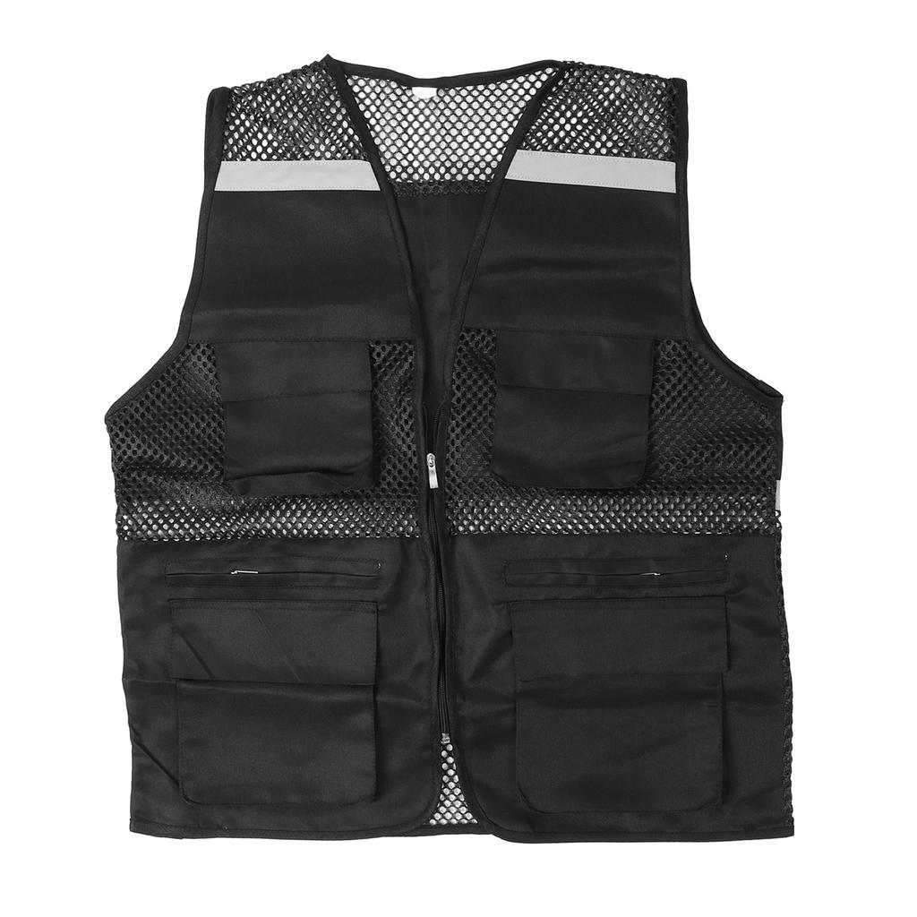 Reflective Working Vest Multiple Pockets Mesh Design High Visibility Breathable Safety Vest with Reflective Strips