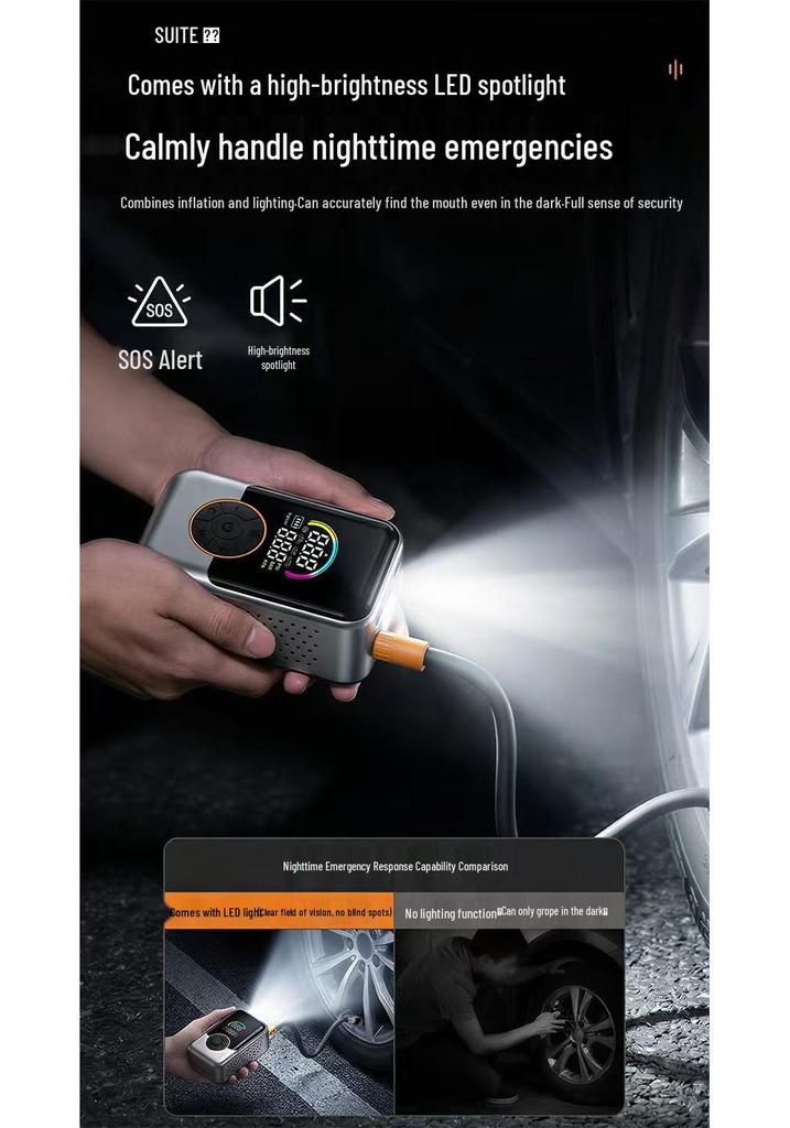 Portable On-Board High-Pressure Wireless Electric Car Tire Pump