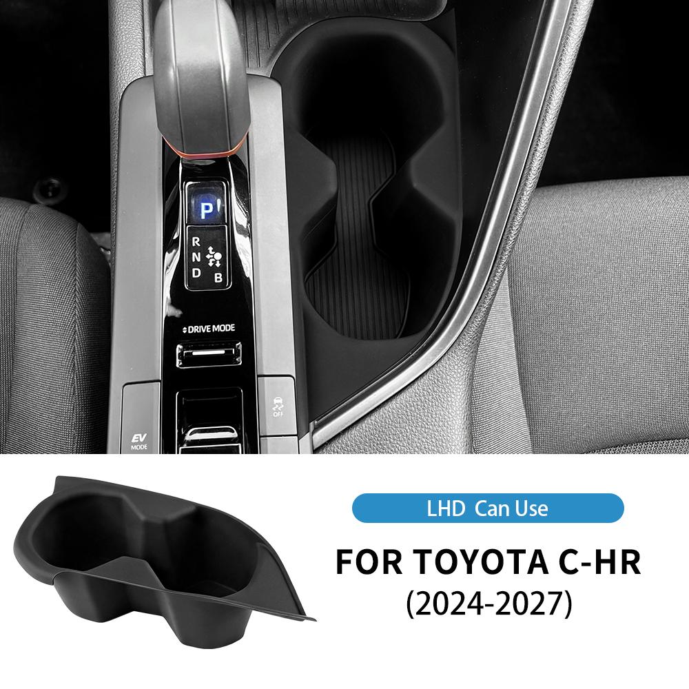 For Toyota C-HR 2024-2027 Center Console Cup Holder Storage Box Drink Holder Organizer Tray LHD Black Car Interior Accessories