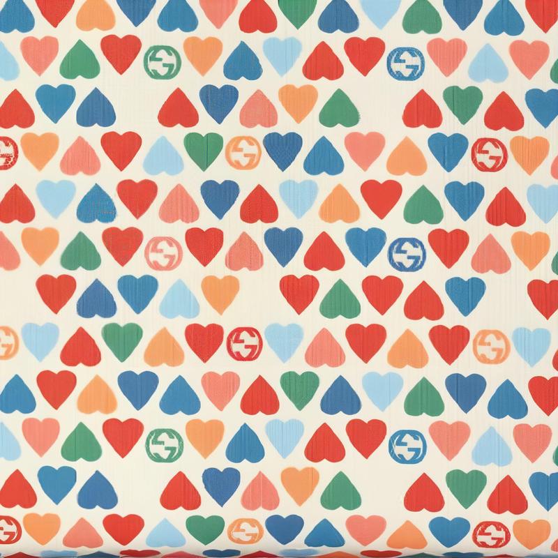 Gucci Love print canvas patchwork tote bag children's white/red/multi-color
