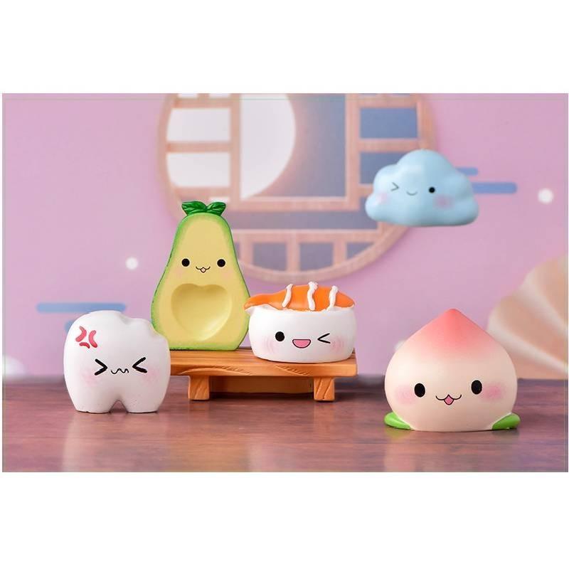 Charming Resin Craft Cartoon Avocado Sushi Figurines Adorable Miniature Ornaments
