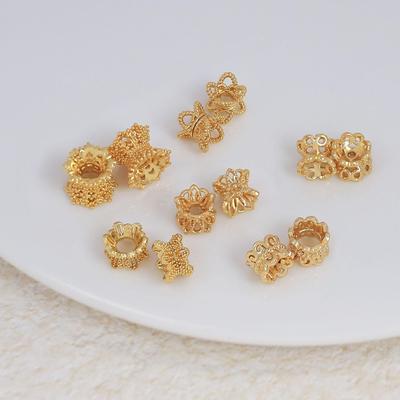 18k Gold-Filled Color-Preserving Hollow Waist Flower Spacer Beads for DIY Double-Sided Crystal Bracelet Jewelry