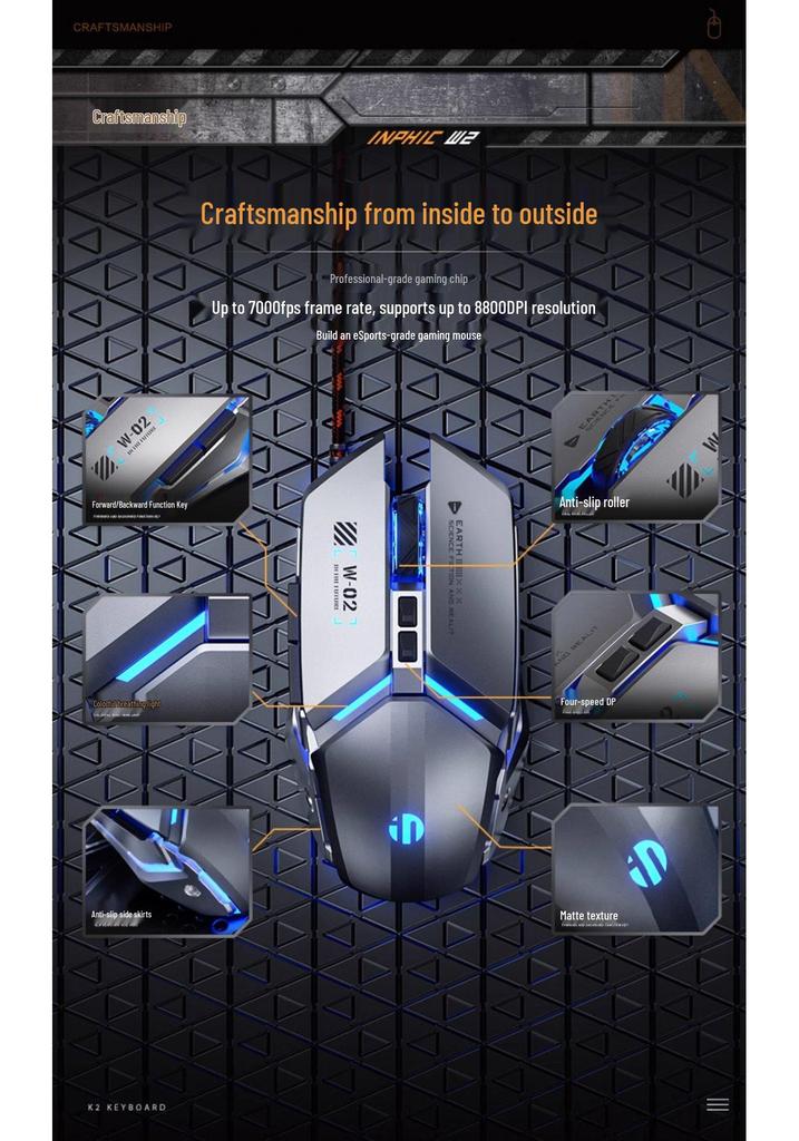 K2 Wired Gaming Keyboard and Mouse Set - USB, Silent, Perfect for Esports, Office, and Home Use
