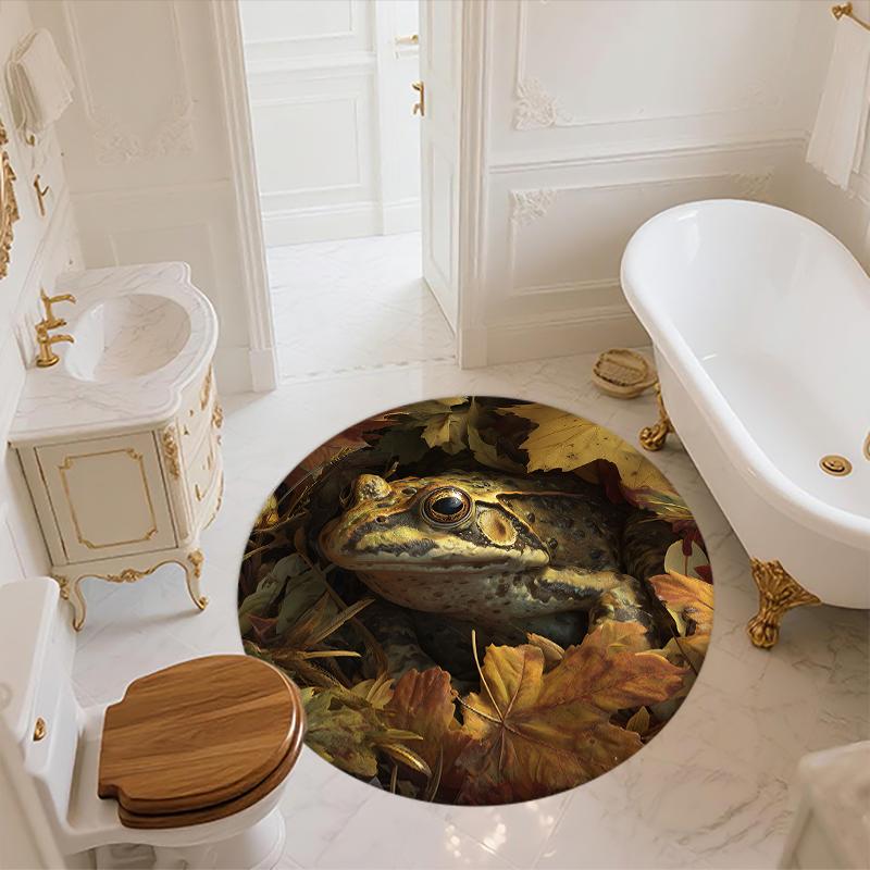 Frog and Leaves Pattern Round rug,Carpet Rug for Living Room Bedroom Sofa Playroom Decor,Non-slip Floor Mat,Holiday Gifts and Birthday Gifts