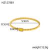 CARLIDANA New Gold Plated Beaded Enamel Oil Drop Zircon Bangle Waterproof Square Pendant Stainless Steel Bracelets for Women