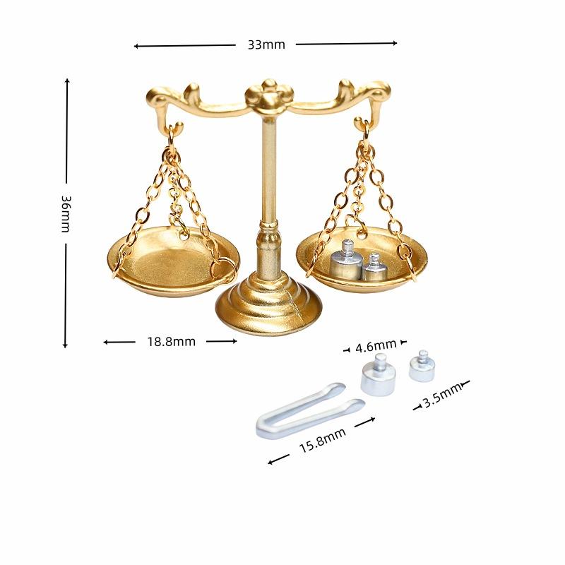 

1/12 Miniature Balance Scale Model - Retro Justice Scale for Dollhouse Scene Decor, Micro Scene Photos Prop, Mini Furniture