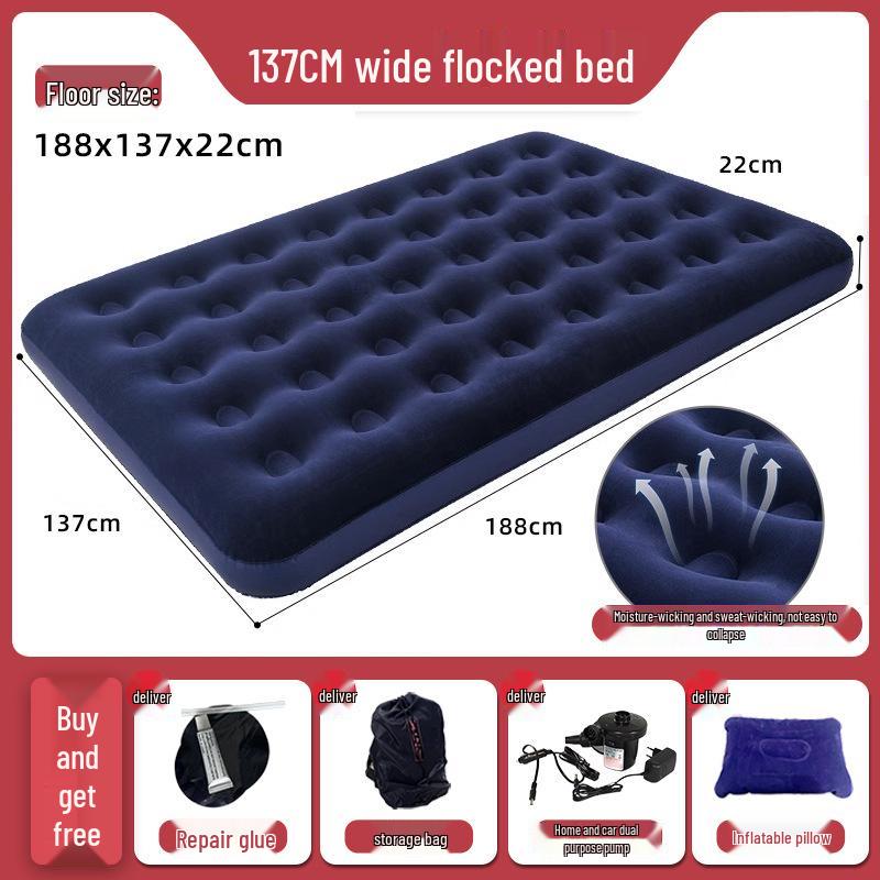 Inflatable Plush Mattress - Single/Double Foldable Floor Bed for Home Use