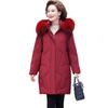 2021 Women's Mid-Length Korean Down Jacket with Real Fur Collar - Fashionable for Middle-Aged and Elderly