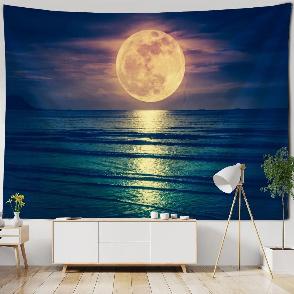 Cave Scenery Moon Pattern Tapestry Home Wall Decoration Tapestry Bedroom Living Room Tapestry