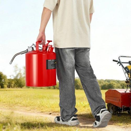 VEVOR Safety Gas Can, 19 L Type II Red Safety Can for Gasoline with Stainless Steel Flame Arrester, Self-Closing Lid, and Flexible Metal Spout