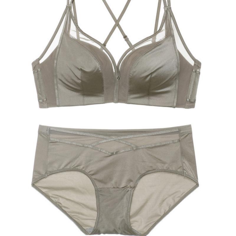 Sexy and Comfortable Lace-trimmed Medium-thick Cup Small Chest Push-up Beautiful Back Bra Set