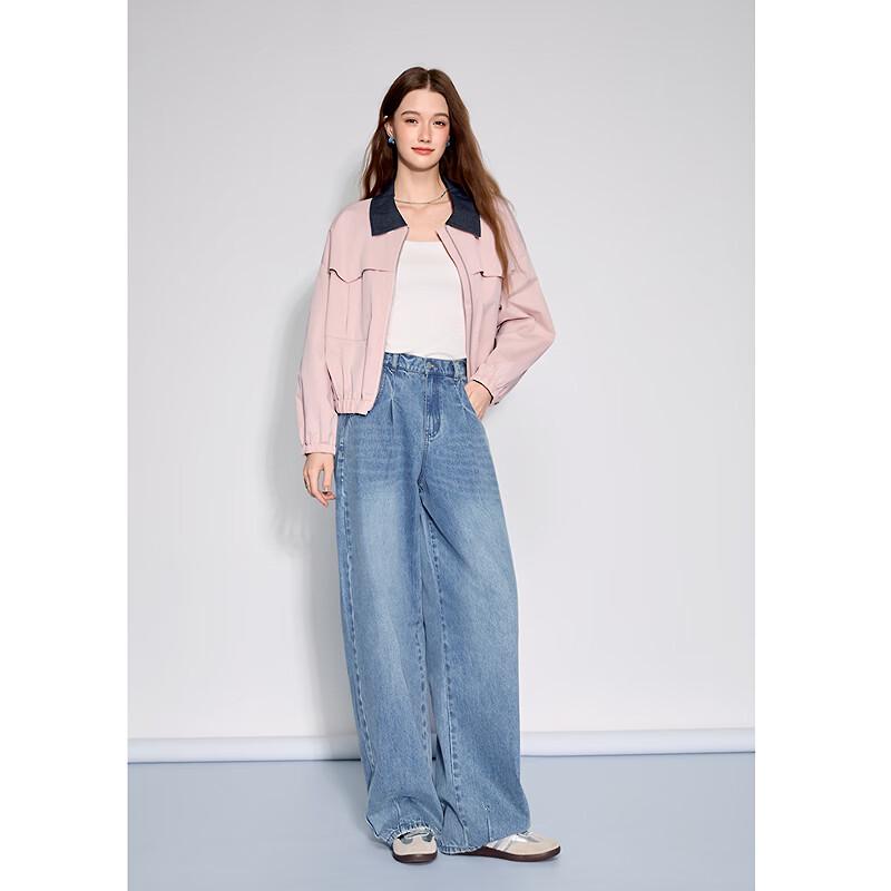 BETU Women's High-Waist Loose Denim Wide-Leg Pants