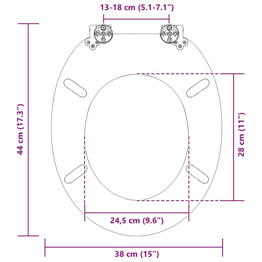 Soft Close Toilet Seat Set 2 pcs Deep Ocean Blue 44 x 38 cm