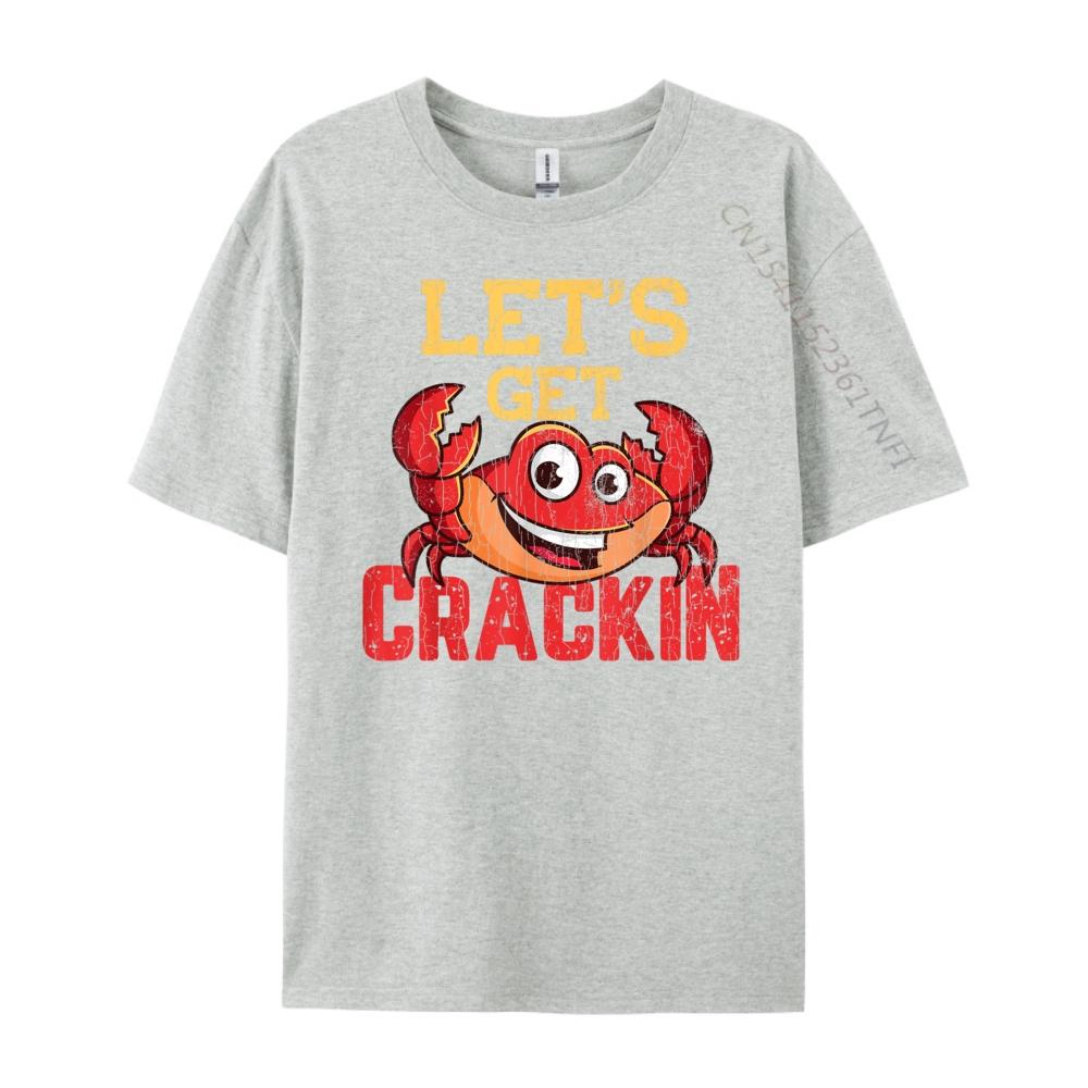 Lets Get Crackin Funny Crab Crabbing Crabs Lover Graphic White T Shirt Men Men Clothing Gothic Style