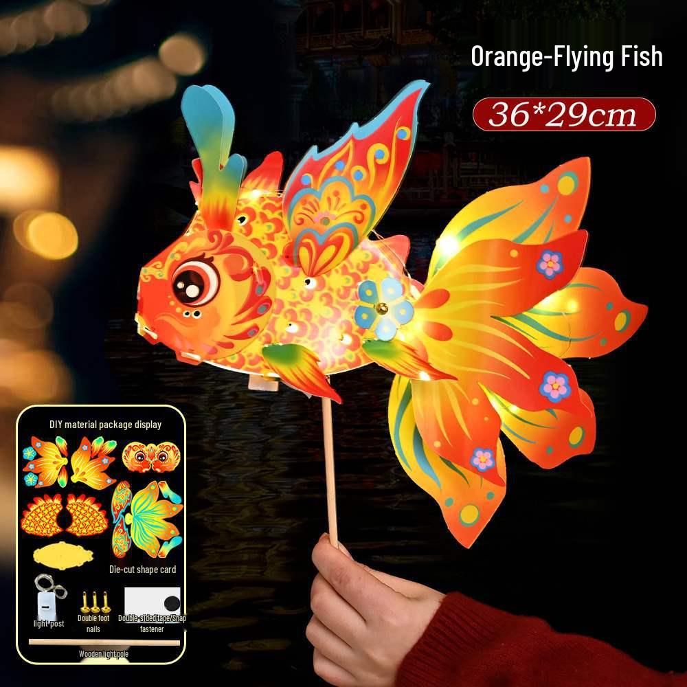 Children's DIY Luminous Dragon Fish Lantern: Ancient Style Mid-Autumn Festival Koi Paper Lantern Kit