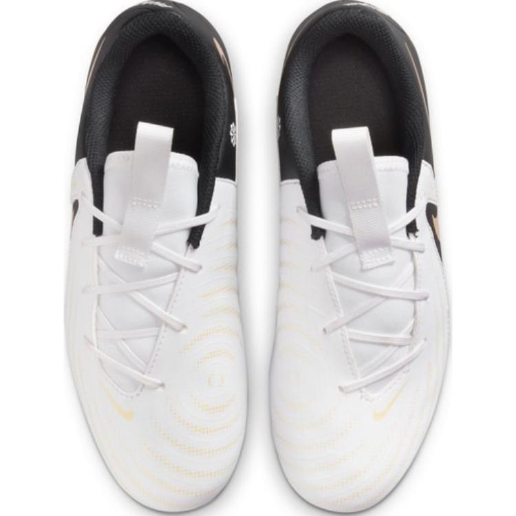 Nike Phantom GX 2 Academy Synthetic Leather Comfortable Versatile Non-Slip Durable Low-Top Youth Soccer Shoes Kids Sneaker White Black FJ2602-100