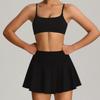 Womens Seamless Yoga Sports Set With Built-in Bra Pocket Skirt Outdoor Fitness Tennis Badminton