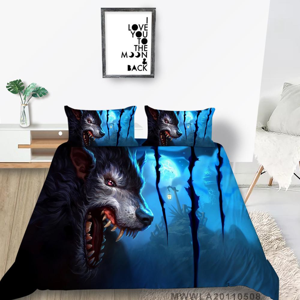 2023 New Style Comforter Cover Set Cool Duvet Covers Highend 3D Wolf Printed Polyester Bedding Cover Set Fashionable Bedclothes