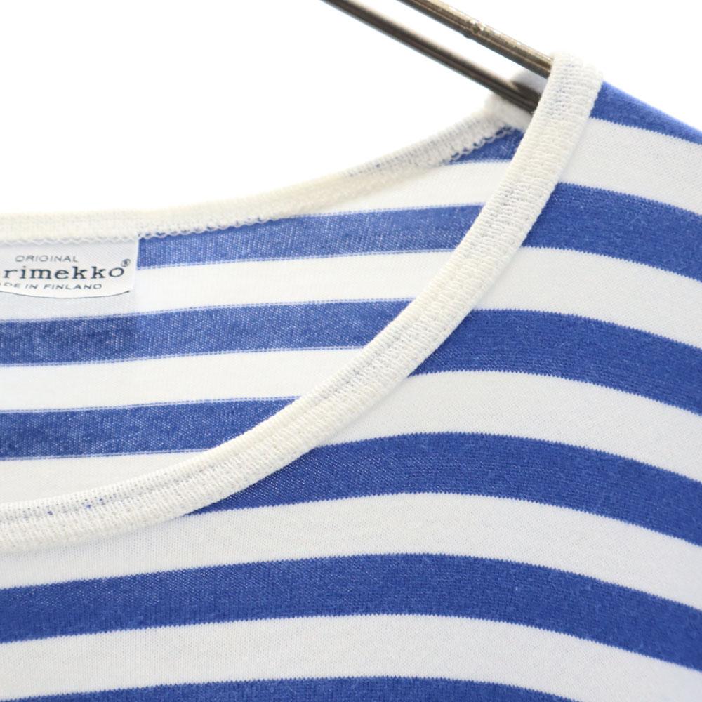 Marimekko Border Pattern Long Sleeve One Piece 160 Blue X White Kid's Used