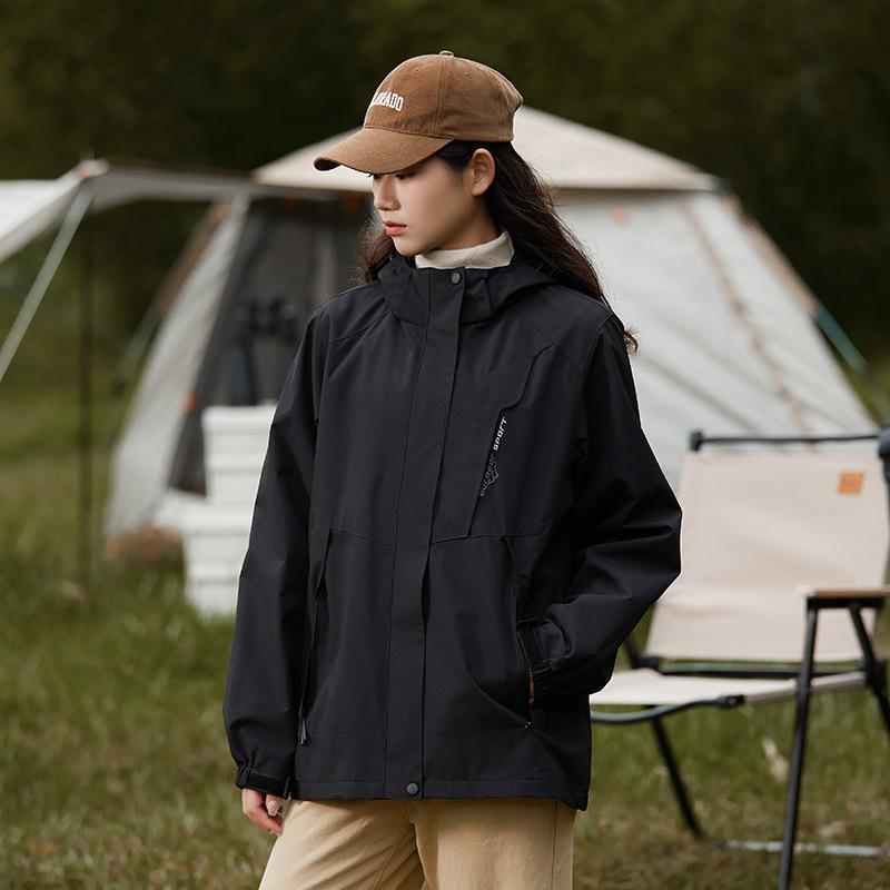 Herren- und Damen-Herbst- und Winterjacken Outdoor Winddicht und Wasserdicht Drei-in-eins Bergsteigerjacke Abnehmbare Kapuzenjacke für Herren